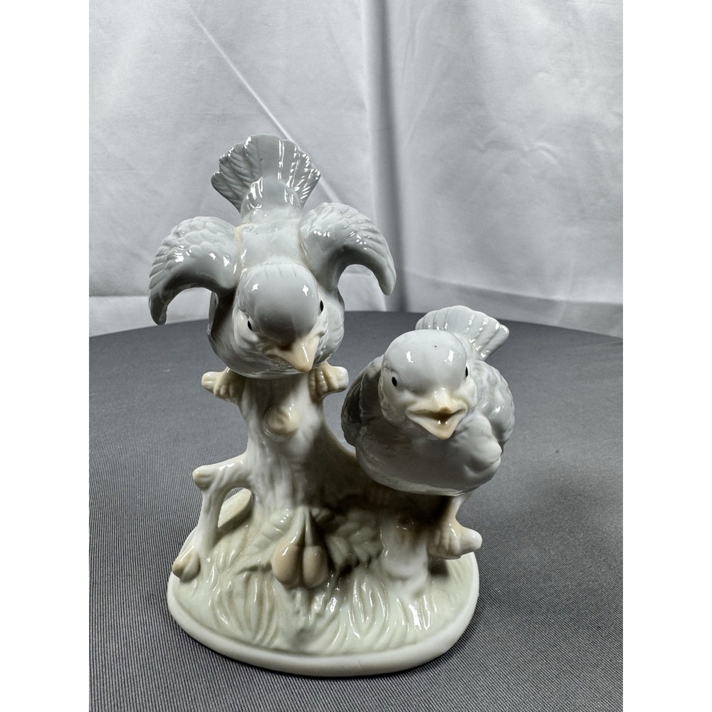 Vintage Otagiri Porcelain Bird Figurine Two Birds on Branch Glossy Ceramic Decor